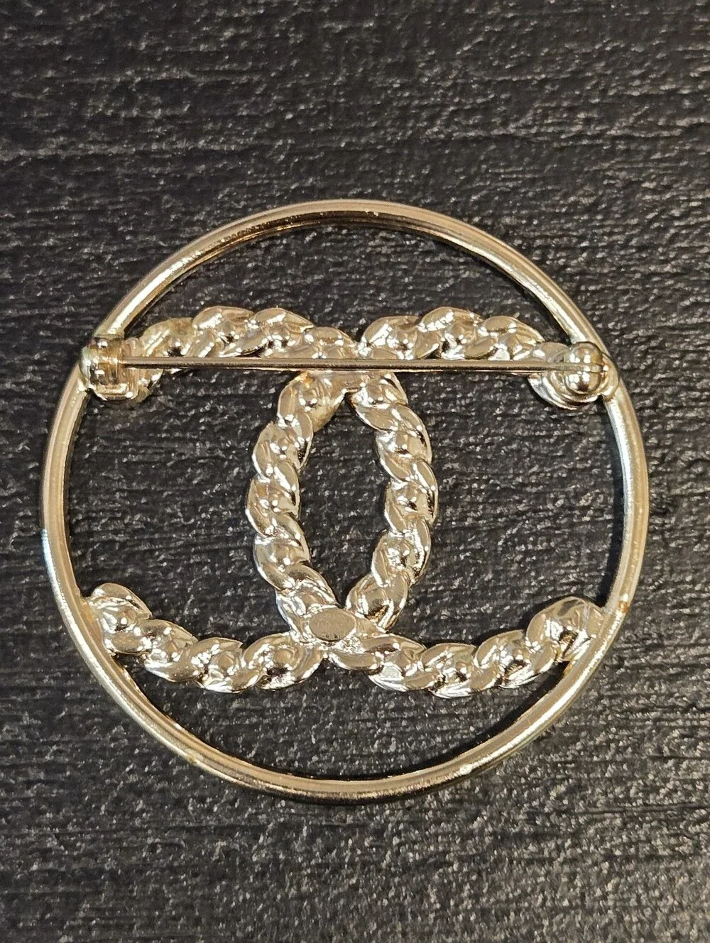#162 - Chanel 2019 Golden Tone CC Logo w/crystals Brooch